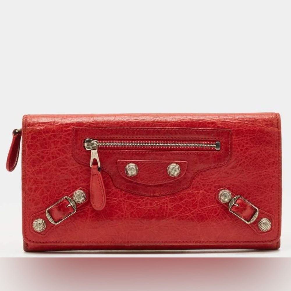 Authentic Balenciaga Le City money long Wallet in Red